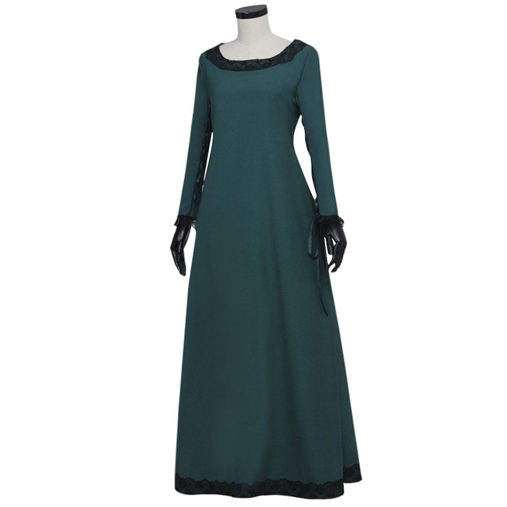 Medieval Dress Renaissance Medieval Irish Costume Retro Peasant Bodice Overdress Dark Green Cosplay Costume