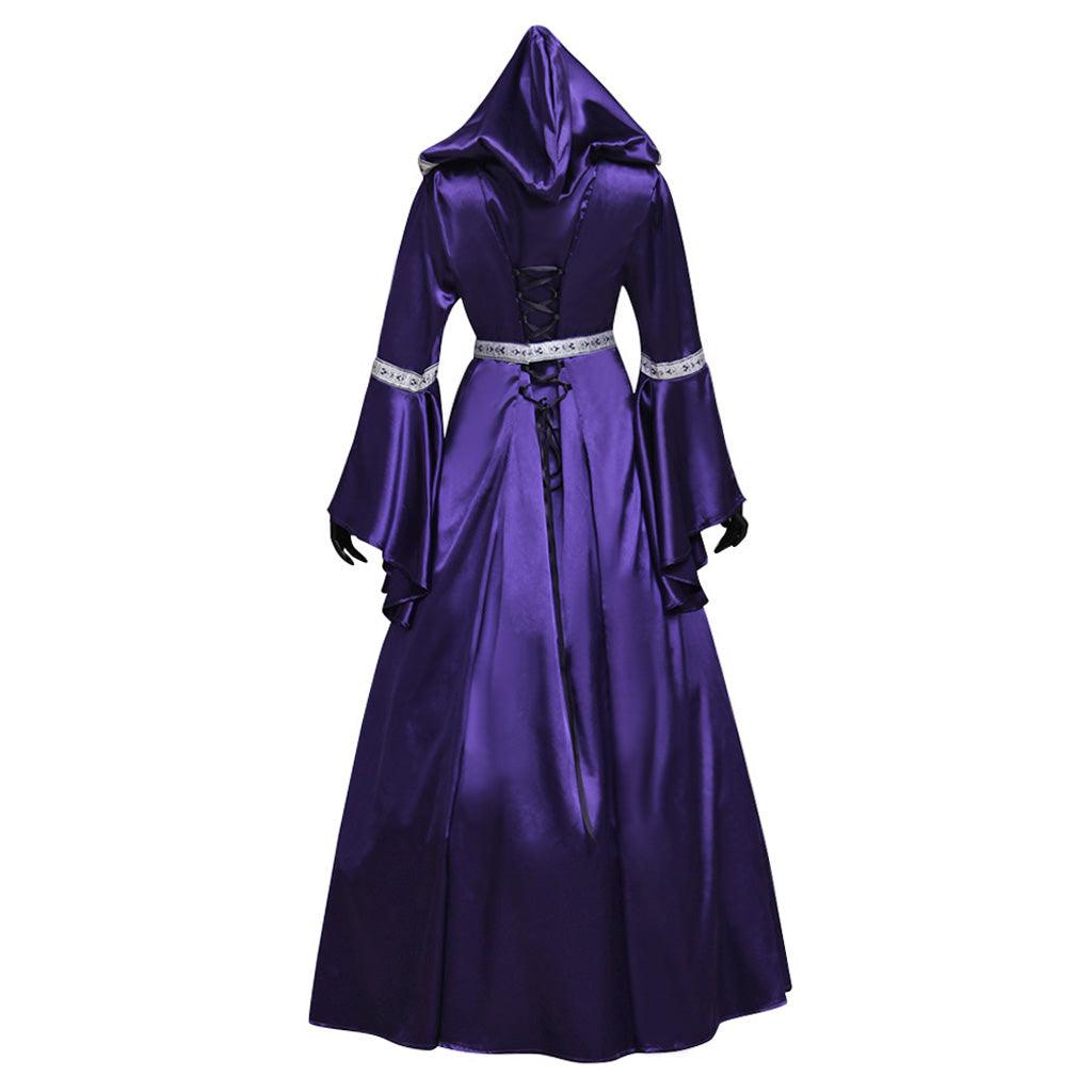 Medieval Vintage Southern Dress Halloween Women's Cosplay Court Noble Robe Ancient Bell Sleeve Princess Costume Hooded Dress