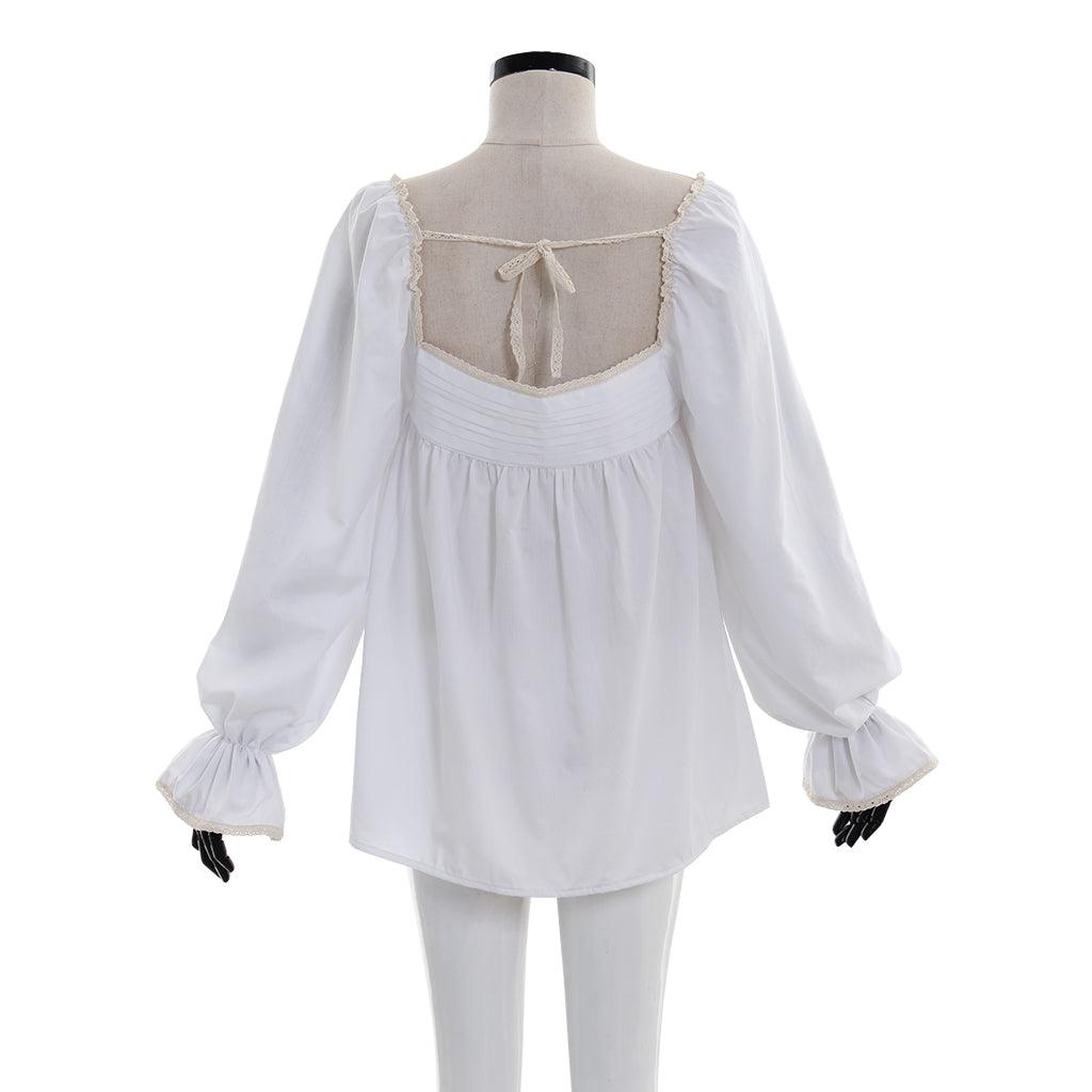 Victorian-Style Vintage White Ruffle Shirt