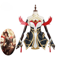 LOL Risen Legend Ahri Cosplay Costume Game LOL Nine Tailed Demon Fox Ahri Outfit Halloween Women Suit