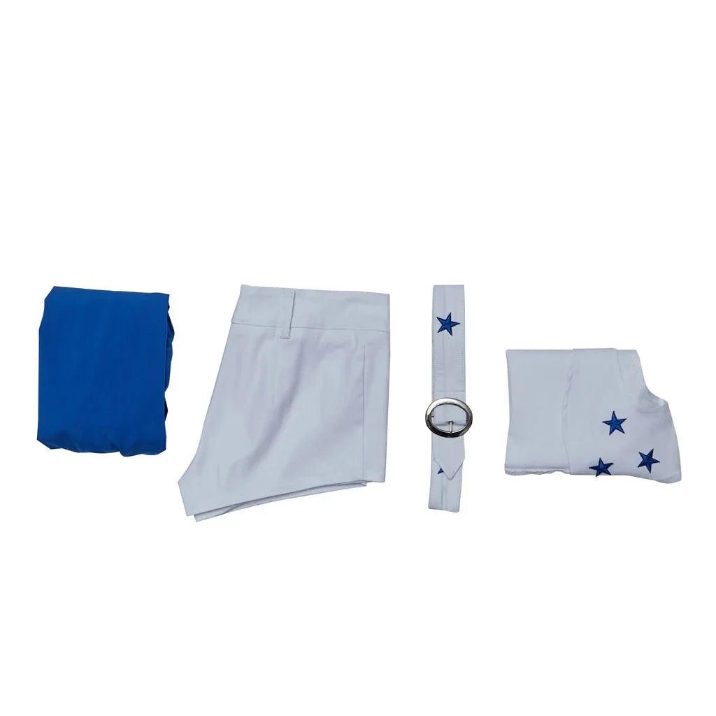 Dallas Cowboy Cheerleader Costume High School Cheerleading Cosplay Costume Sexy Blue And White Top And Pants Set - Coscosmos