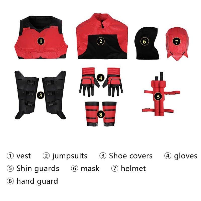 Daredevil Red Leather Cosplay Costume Matt Murdock Battle Suit Halloween Full Set - Coscosmos