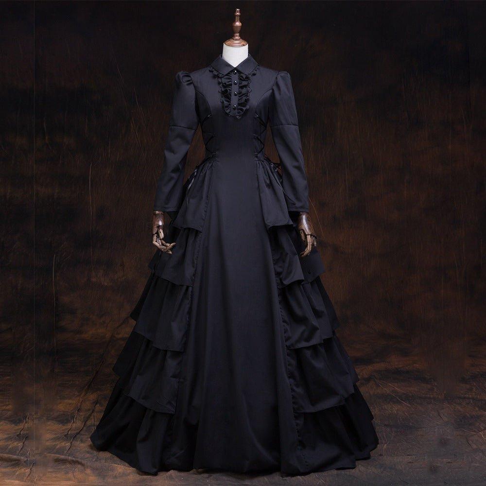 Dark Enchantment - Gothic Lolita Court Dress for Halloween Delights - Coscosmos