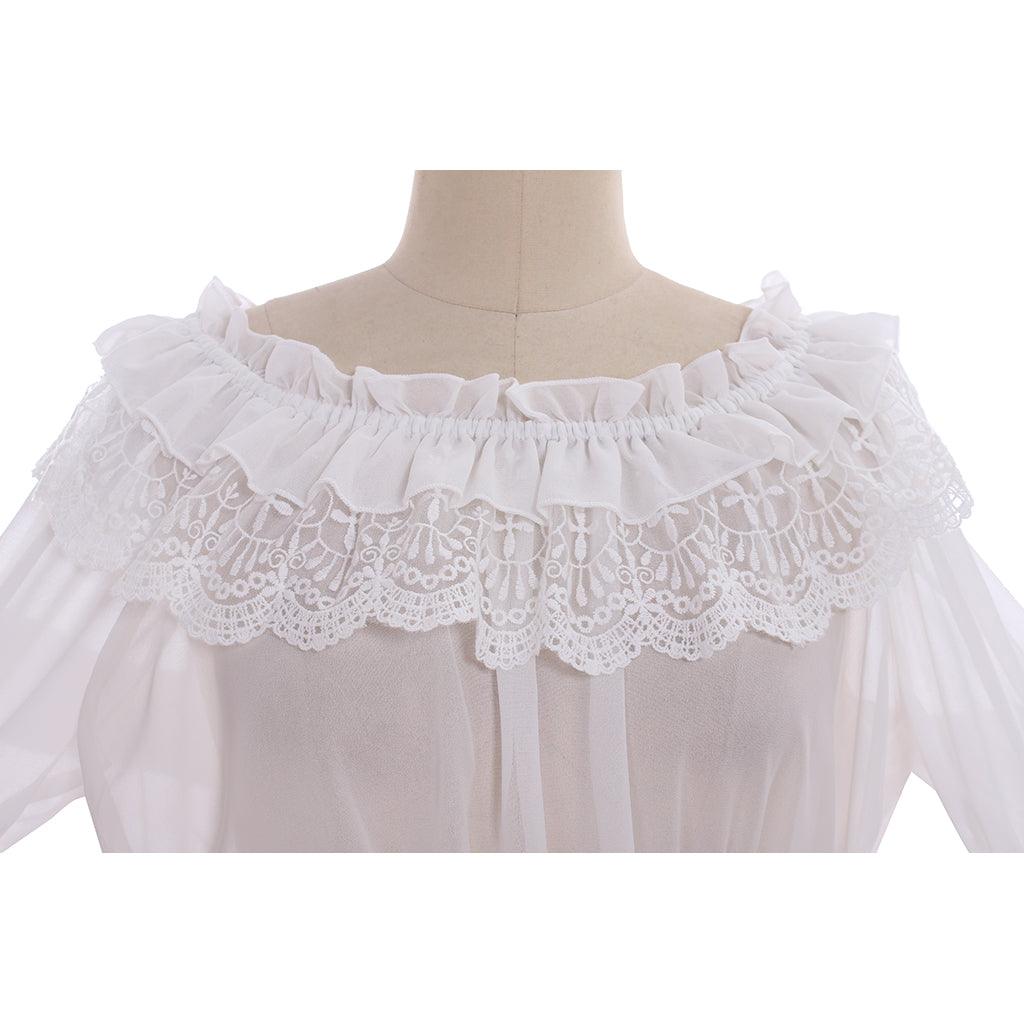 Lolita Strapless Shirt Blouse Chiffon Trumpet Sleeves for Women Girls