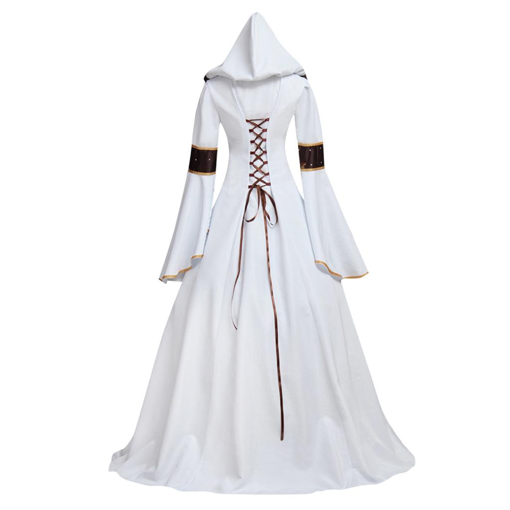 Medieval Victorian Renaissance Gothic Wedding Dress Hooded Flora Flower Laceup Dress