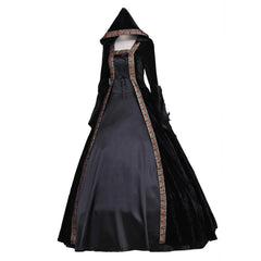 Victorian Rococo Medieval Gown Miko Ball Gothic Punk Black Velvet Dress Cosplay Costume