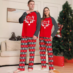 Deer Head Print Christmas Family Matching Pajamas Set | Long Sleeve Top & Festive Pants | Holiday & Halloween Sleepwear - Coscosmos