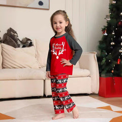 Deer Head Print Christmas Family Matching Pajamas Set | Long Sleeve Top & Festive Pants | Holiday & Halloween Sleepwear - Coscosmos