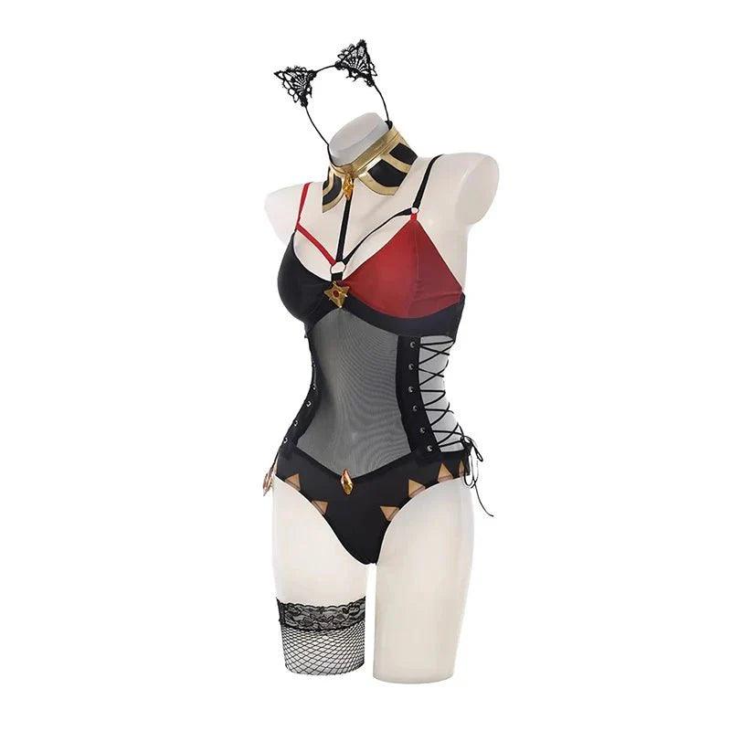 Dehya Bunny Girl Costume New Original Genshin Impact Dehya Bunny Suit Sexy Lace - up Design Women Jumpsuit Full Set - Coscosmos