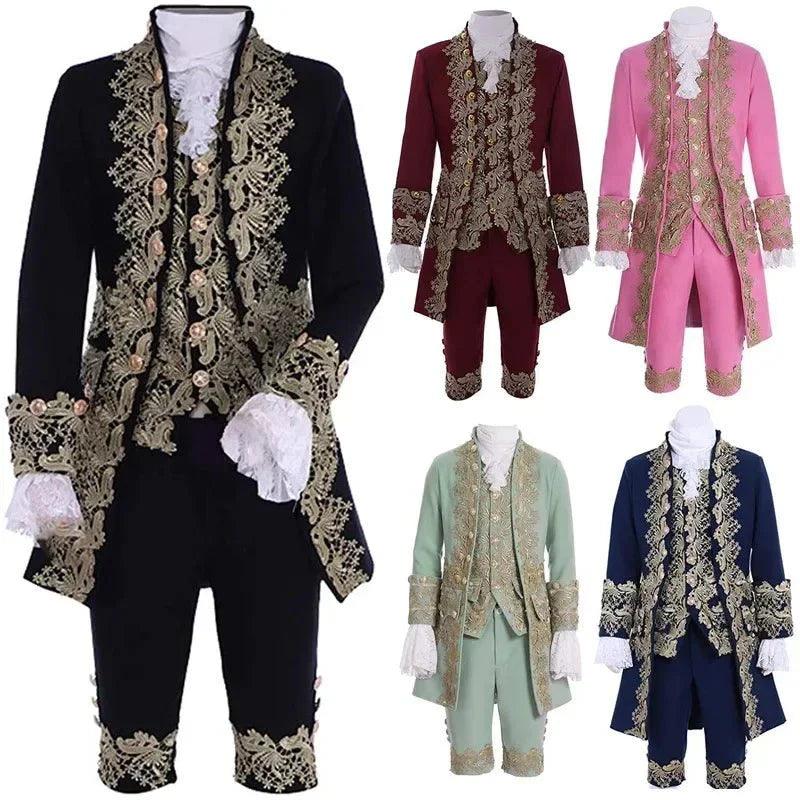 Deluxe Victorian King Prince Costume for Men – Royal Theater Cosplay Suit with Jacket, Vest, and Pants - Coscosmos