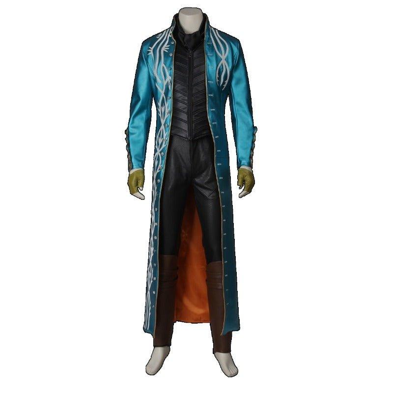 Devil May Cry 3 Vergil Cosplay Leather Trench Coat Halloween Carnival Outfit - Coscosmos