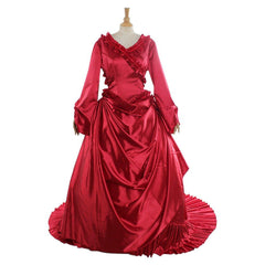 Dracula Mina Red Bustle Vampire Dress Cosplay Costume Women Fancy Party Outfit Victorian Wedding Baroque Ball Gown - Coscosmos