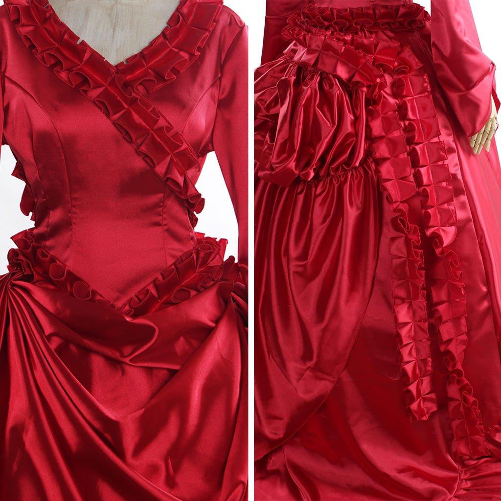 Dracula Mina Red Bustle Vampire Dress Cosplay Costume Women Fancy Party Outfit Victorian Wedding Baroque Ball Gown - Coscosmos