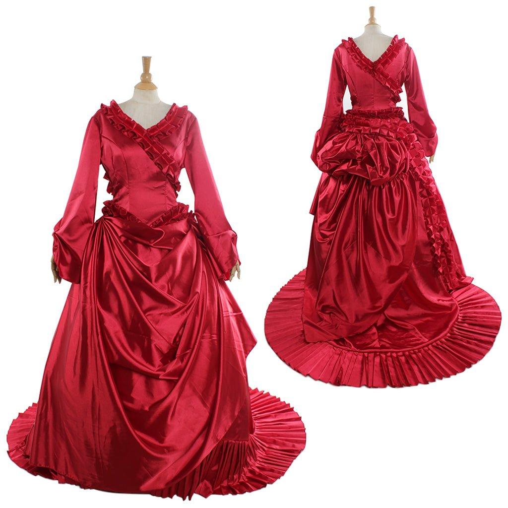 Dracula Mina Red Bustle Vampire Dress Cosplay Costume Women Fancy Party Outfit Victorian Wedding Baroque Ball Gown - Coscosmos