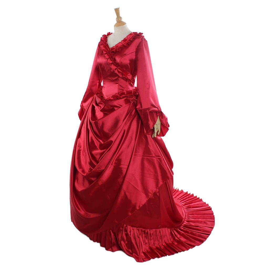 Dracula Mina Red Bustle Vampire Dress Cosplay Costume Women Fancy Party Outfit Victorian Wedding Baroque Ball Gown - Coscosmos