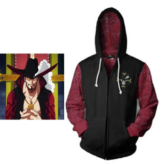 Dracule Mihawk Cosplay Anime Costume Unisex Zipper Pullover Hoodies Halloween Carnival Party Sweatshirt Comic Con Outerwear - Coscosmos