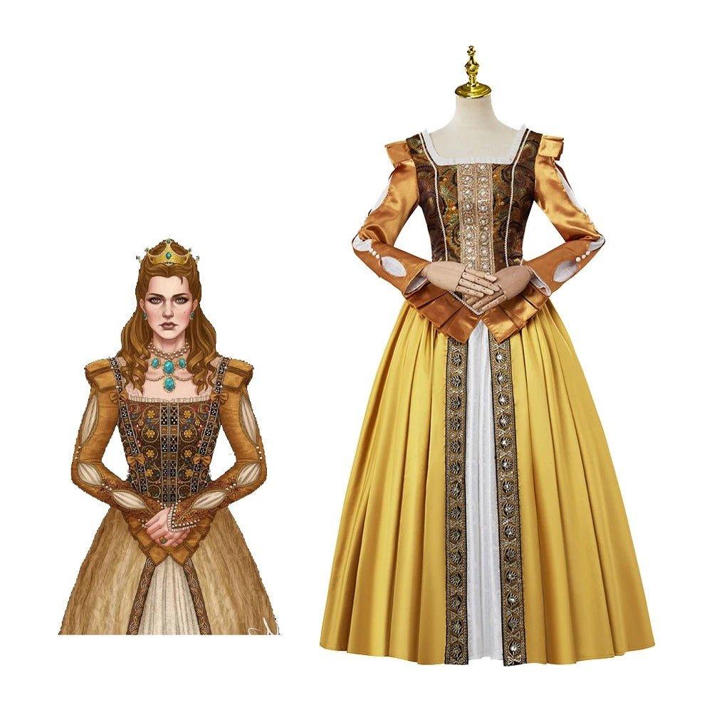 Duchess Anna Henrietta Cosplay Costume | Victorian Golden Court Gown | Custom Made Halloween Dress - Coscosmos