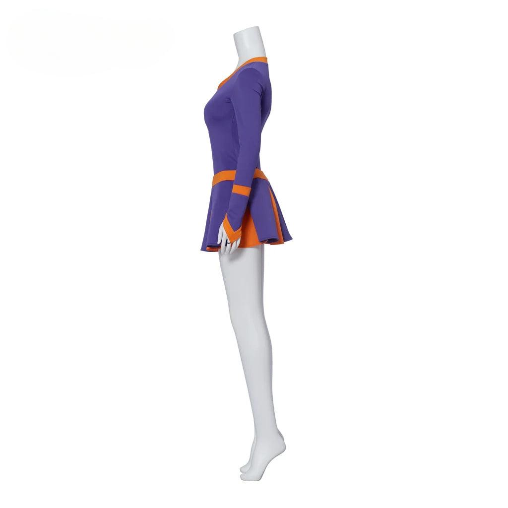 Jennifer Check Cheerleader Costume Purple High School Cosplay Outfit for Women