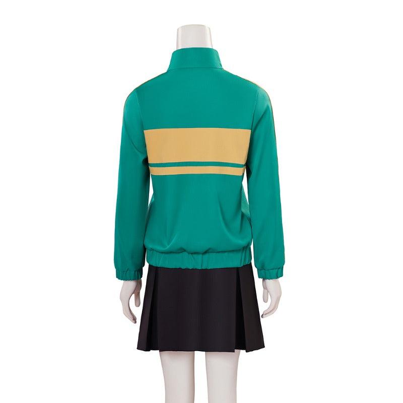 Scott Pilgrim Kim Pine Cosplay Costume Green Coat & Skirt Set for Women Halloween Outfit