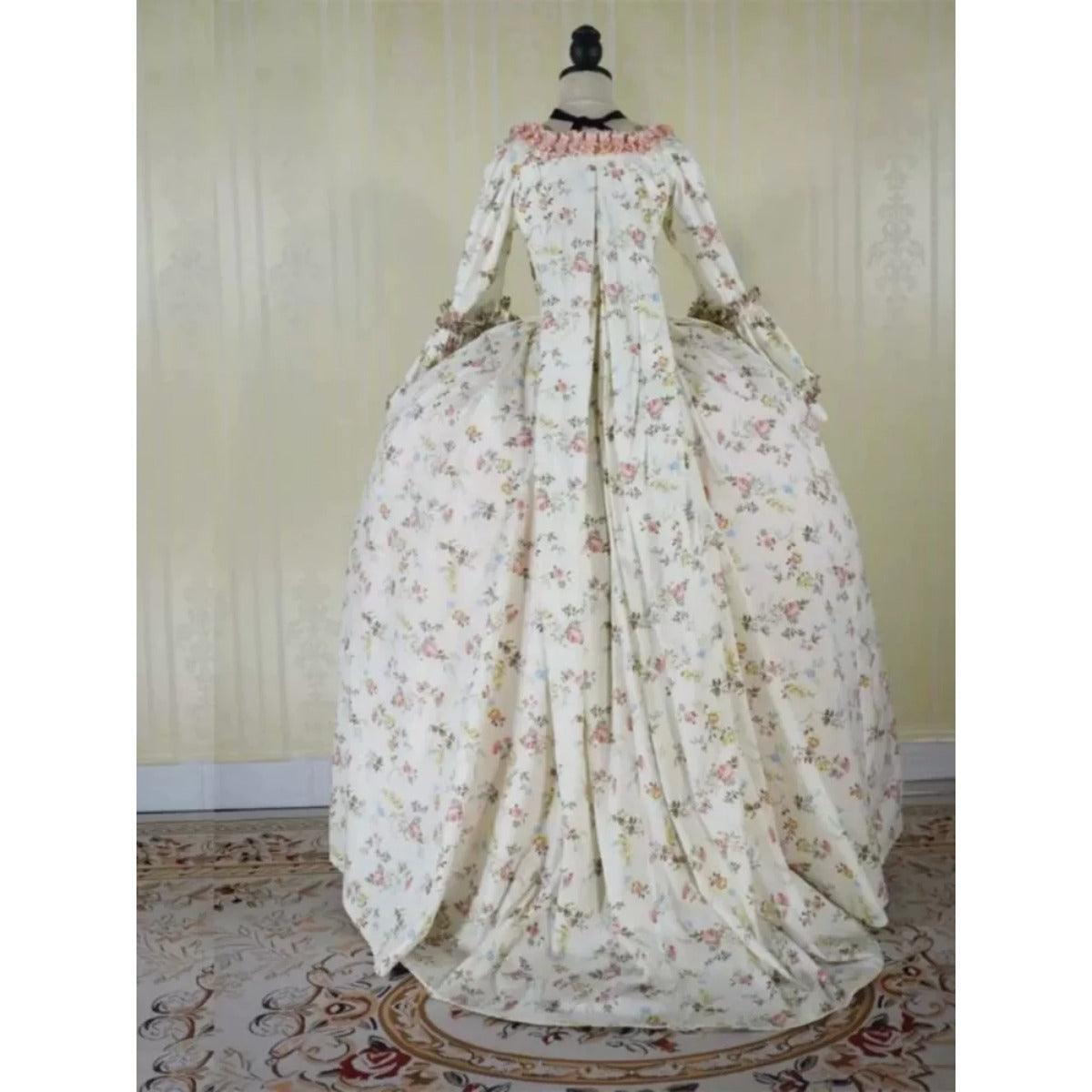 Renaissance Pink Floral Dress French Style Robe Medieval Victorian Court Rococo Baroque Princess Ball Gown Theater Costume