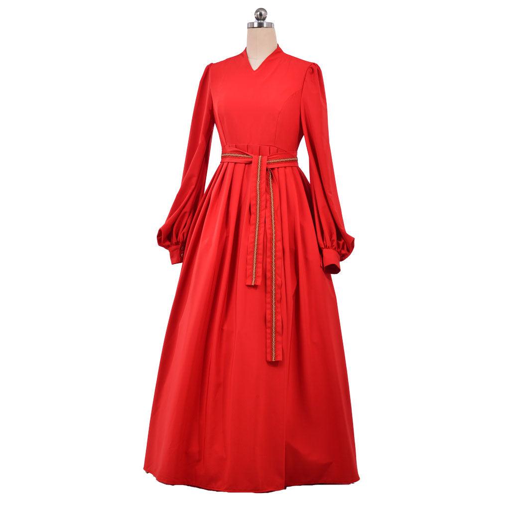 The Princess Bride Film Buttercup Costume Cosplay Red Long Sleeve V-Neck Dress Wedding Ball Adult Gown Holiday Outfit