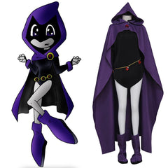 Teen Titans Raven Cosplay Costume - Superhero Comic Halloween Cape & Unitard Outfit