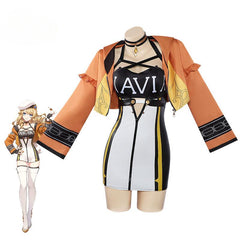 Genshin Impact Navia Cosplay Costume Navia Racing Suit with Hat Sexy Angel of Spina di Rosula Halloween Women Outfit