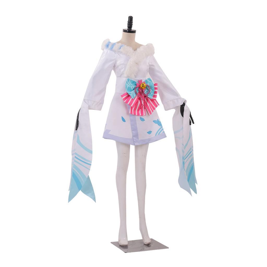 LOL Spirit Blossom Ahri Super Transform Cosplay Costume Adult Custom-Made White Suit Dress