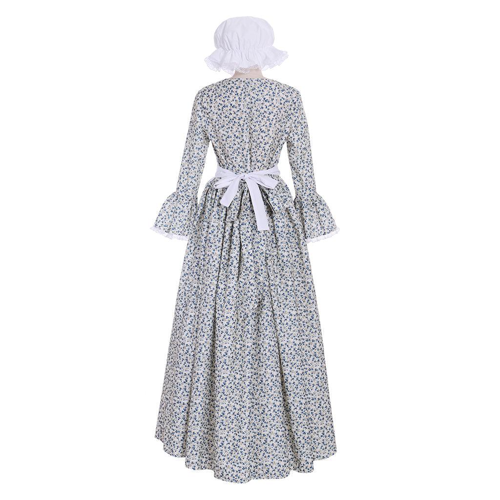 Victorian Pioneer Pilgrim Wench Rural Floral Prairie Dress Women Countryside Colonial Dress Lolita Dress