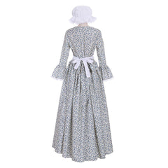 Victorian Pioneer Pilgrim Wench Rural Floral Prairie Dress Women Countryside Colonial Dress Lolita Dress