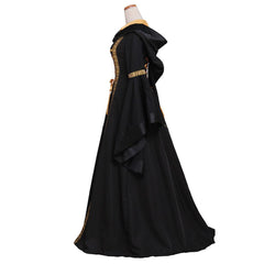 Women's Renaissance Medieval Gothic Long Black Hooded Dress for Halloween Ball Gowns Costumes - Custom Made