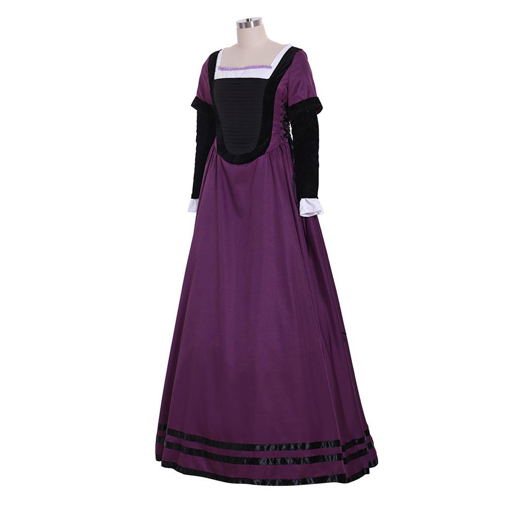 Regency Purple Dress Medieval Renaissance Court Noble Tea Party Gown Women Theatre Stage Performance Costume