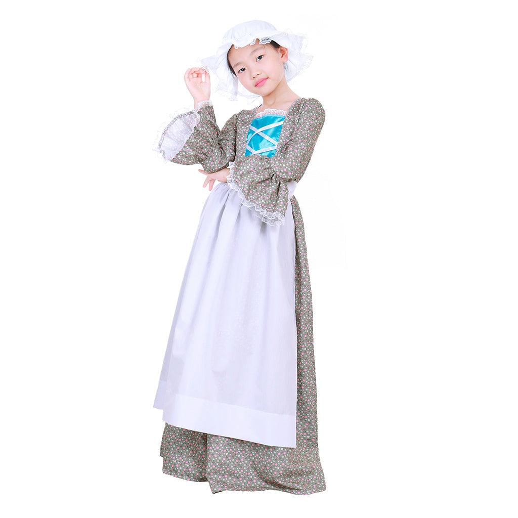 Reenactment Pioneer Prairie Colonial Maid Girls Kids Costume