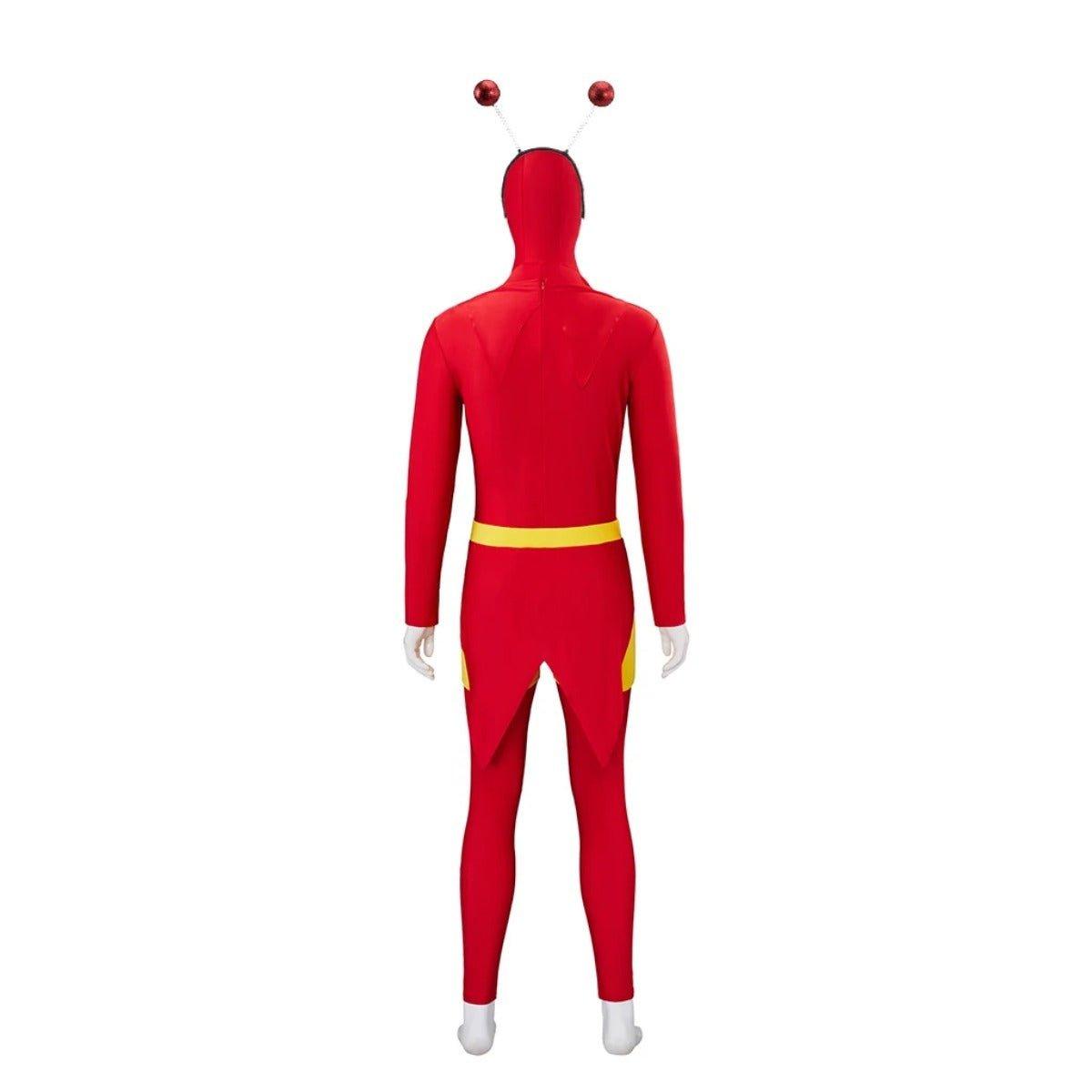 El Chapulin Colorado Costume Red Bodysuit CH Heart Printed Halloween Cosplay Outfits for Adults Mens Hoodie Jumpsuit - Coscosmos