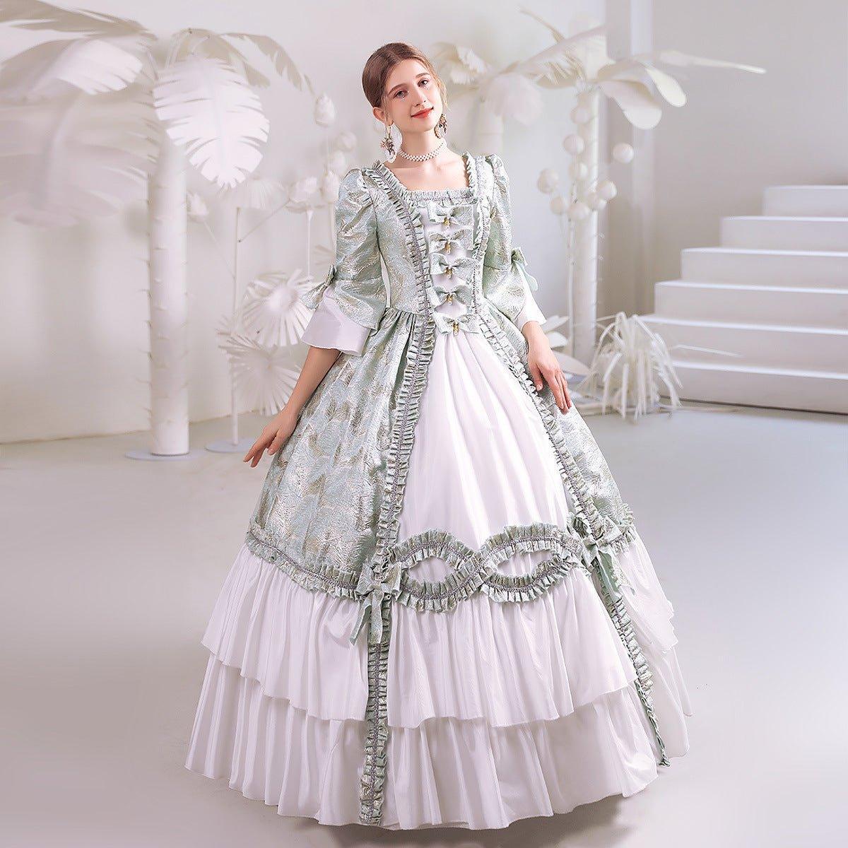 Elegant Azure Gown: Vintage European Countryside Dress for Subtle Elegance - Coscosmos