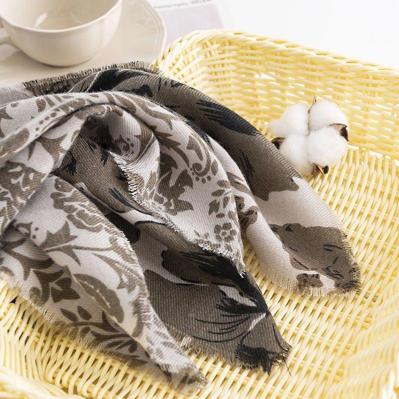 Elegant Floral Cashmere - Like Scarf for Women | Winter Commuting Warm Shawl | Cozy Neck Wrap for Thanksgiving & Halloween - Coscosmos