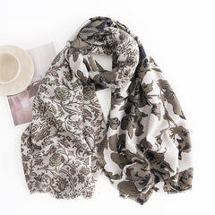 Elegant Floral Cashmere - Like Scarf for Women | Winter Commuting Warm Shawl | Cozy Neck Wrap for Thanksgiving & Halloween - Coscosmos