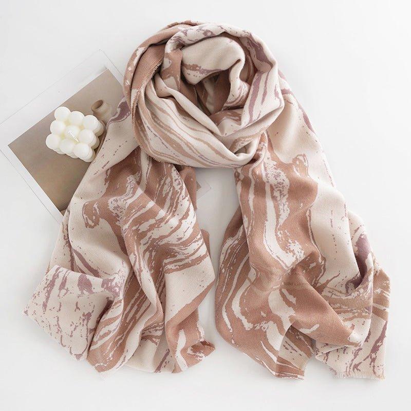 Elegant Floral Print Faux Cashmere Scarf for Women | Cozy & Stylish Fall Winter Scarf | Thanksgiving & Halloween Gift Idea - Coscosmos