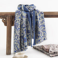 Elegant Floral Print Faux Cashmere Scarf for Women | Cozy & Stylish Fall Winter Scarf | Thanksgiving & Halloween Gift Idea - Coscosmos