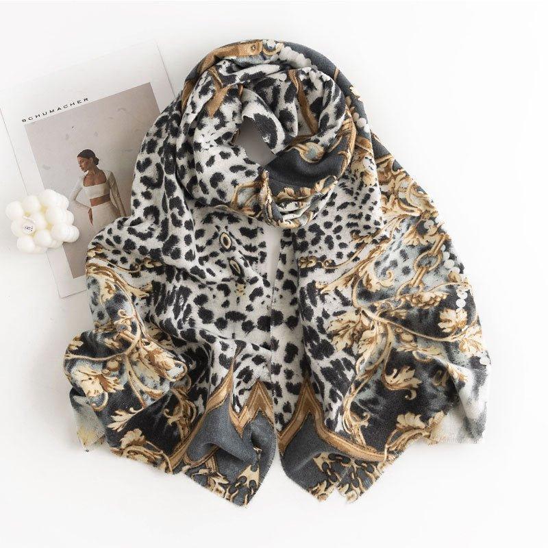 Elegant Leopard Print Scarf for Women – Winter Fashion Warm Shawl, Cozy Luxury Wrap for Thanksgiving & Halloween Gifts - Coscosmos