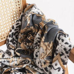 Elegant Leopard Print Scarf for Women – Winter Fashion Warm Shawl, Cozy Luxury Wrap for Thanksgiving & Halloween Gifts - Coscosmos