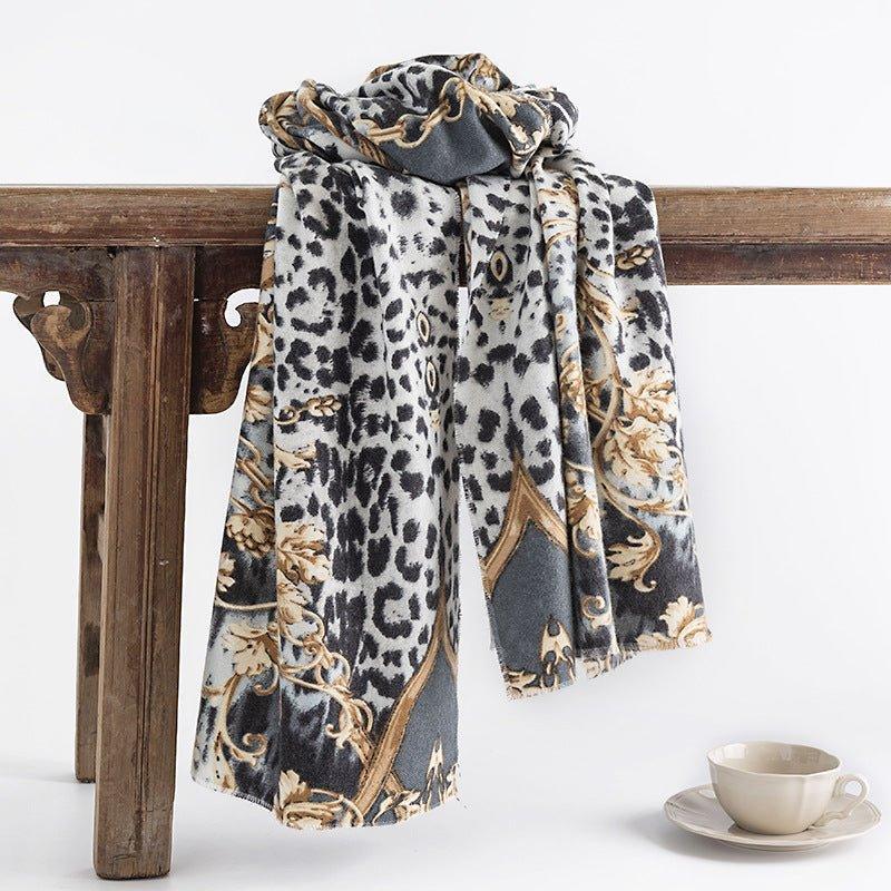 Elegant Leopard Print Scarf for Women – Winter Fashion Warm Shawl, Cozy Luxury Wrap for Thanksgiving & Halloween Gifts - Coscosmos