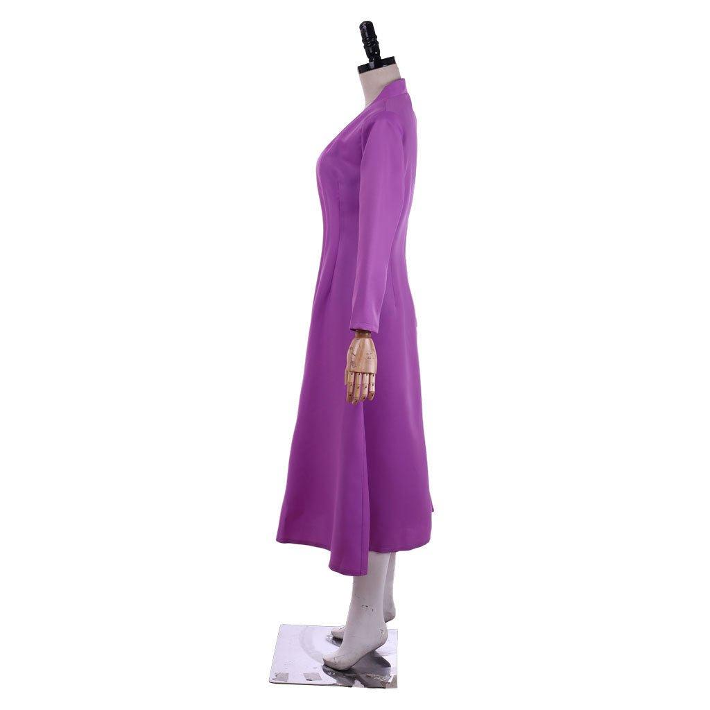 Elegant Long Purple Robe with Fitted Jumpsuit - Inspired Anime Cosplay Costume - Coscosmos