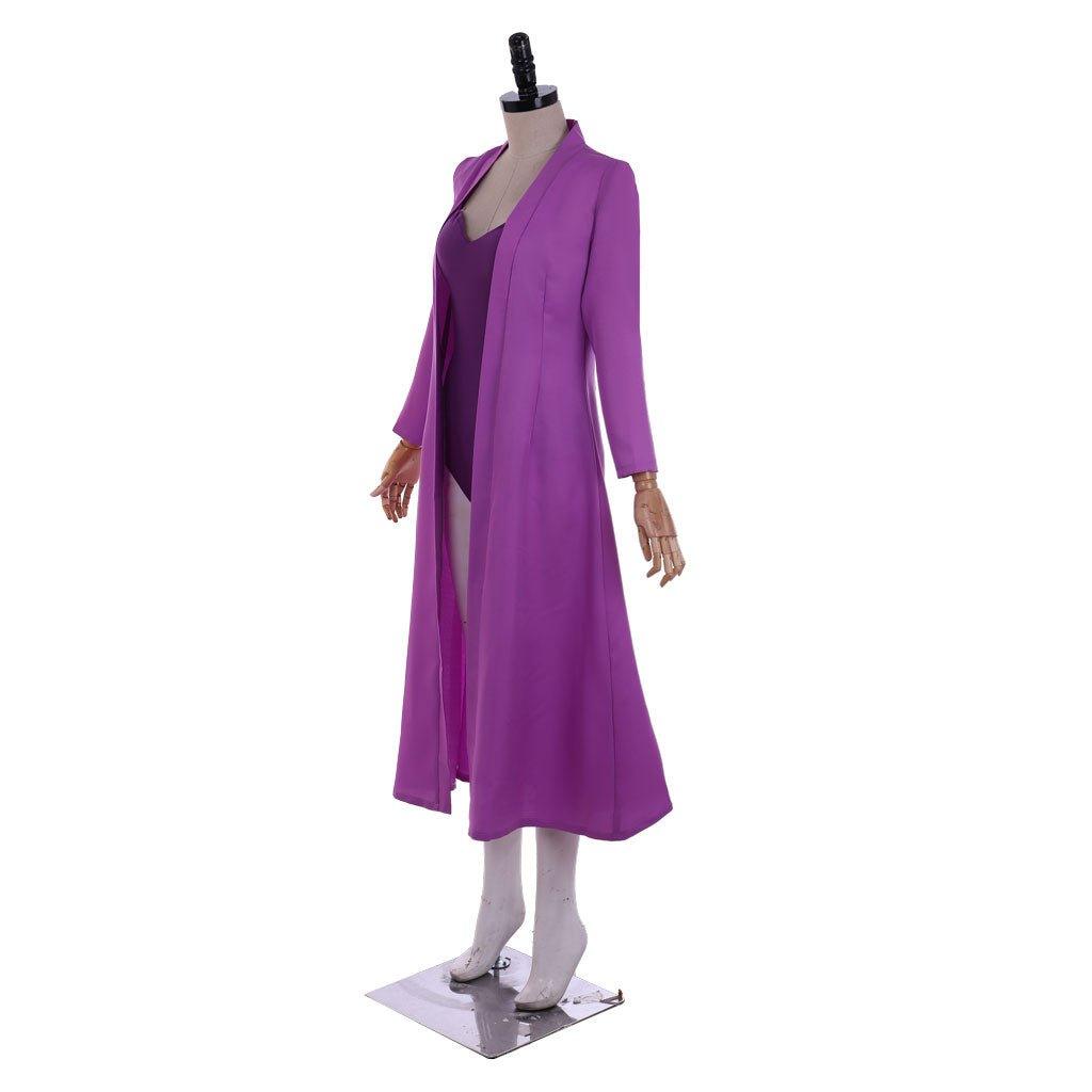 Elegant Long Purple Robe with Fitted Jumpsuit - Inspired Anime Cosplay Costume - Coscosmos