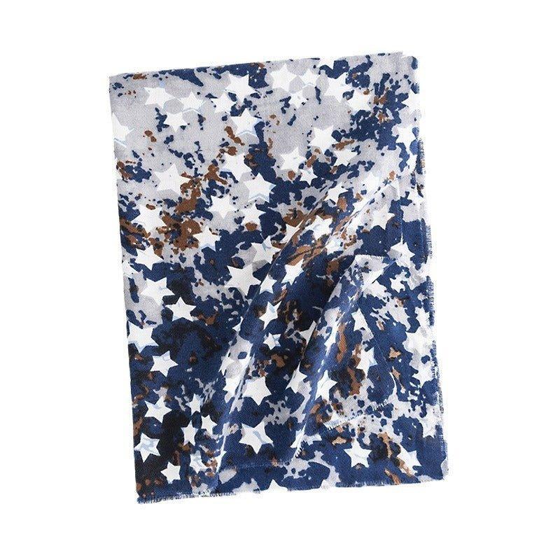 Elegant Star Print Cashmere - Feel Scarf | Warm Shawl for Women | Fashionable & Cozy Neck Wrap - Coscosmos