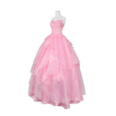 Elegant Wicked Glinda Cosplay Costume - Crown, Earrings, Corset, Skirt, Pink Dress for Halloween - Coscosmos