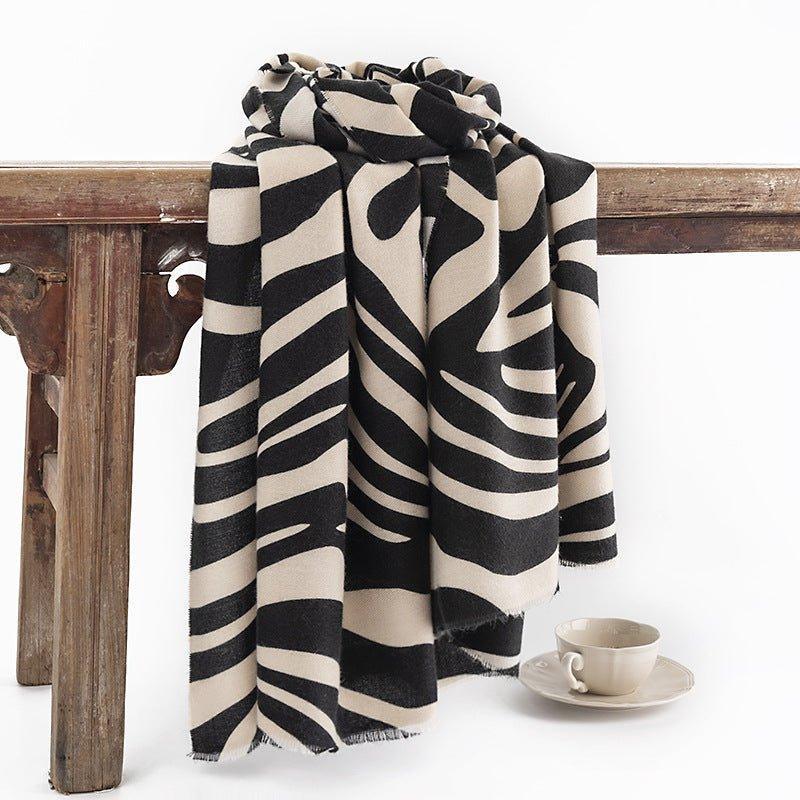 Elegant Winter Women's Striped Cashmere - Like Scarf | Warm Cozy Shawl for Cold Weather | Fashion Neck Warmer for Thanksgiving & Halloween - Coscosmos