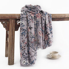 Elegant Women’s Cashmere Feel Scarf - Camellia Winter Floral Wrap - Coscosmos