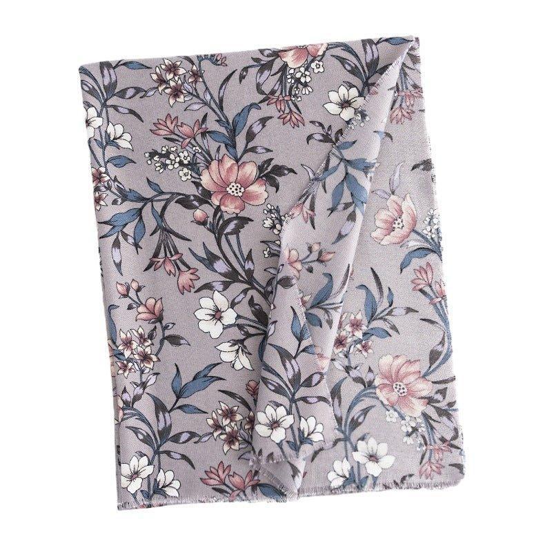 Elegant Women’s Cashmere Feel Scarf - Camellia Winter Floral Wrap - Coscosmos