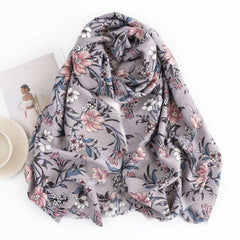 Elegant Women’s Cashmere Feel Scarf - Camellia Winter Floral Wrap - Coscosmos